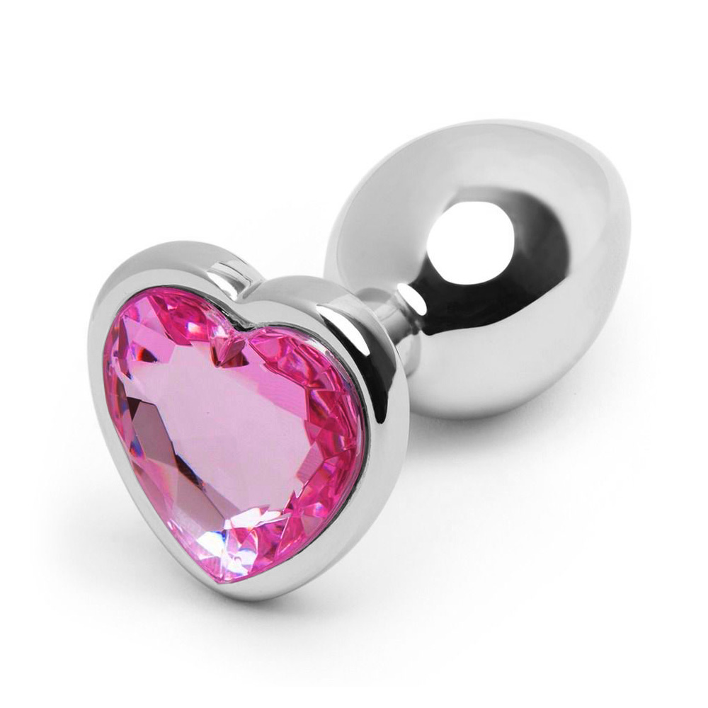 Plug Anal Joia em Aço Coração Tamanho P Rosa :: Sex Shop Loja do Prazer