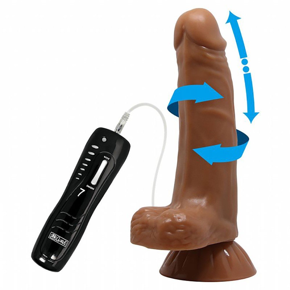 P�nis Real�stico em Silicone com Escroto e Ventosa 7 Rota��es e Vai e Vem Easton 18,5 x 4cm Bege | Foto 03