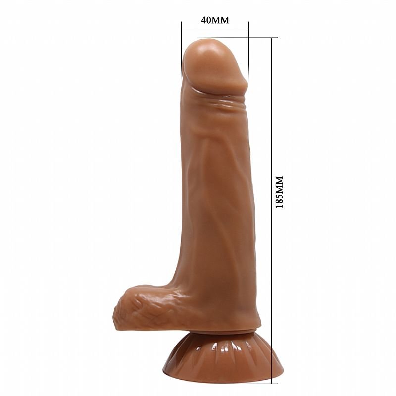 P�nis Real�stico em Silicone com Escroto e Ventosa 7 Rota��es e Vai e Vem Easton 18,5 x 4cm Bege | Foto 06 Ilustrativa