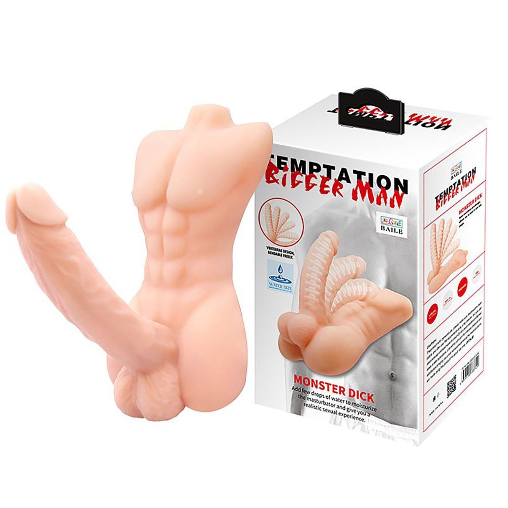 Masturbador Feminino em Cyberskin com Pênis Vertebrado Bigger Man Monster Dick Bege | Foto 01