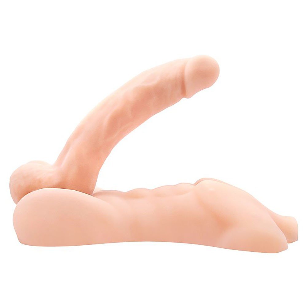 Masturbador Feminino em Cyberskin com Pênis Vertebrado Bigger Man Monster Dick Bege | Foto 03