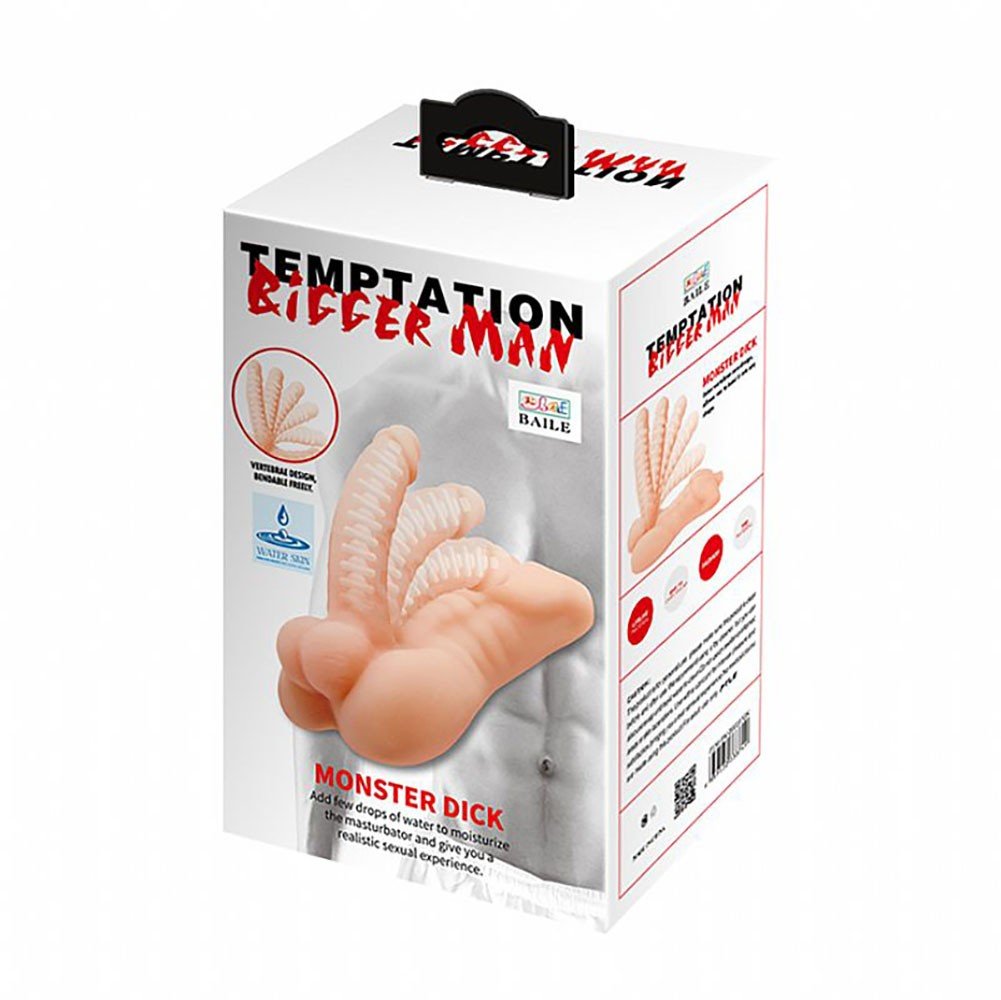 Masturbador Feminino em Cyberskin com Pênis Vertebrado Bigger Man Monster Dick Bege | Foto 05