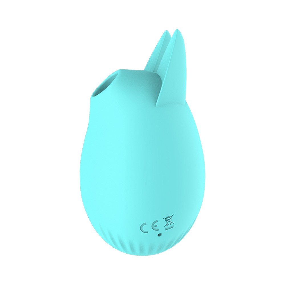 Vibrador para Clit�ris em Silicone Recarreg�vel com 3 Modos de Vibra��o e Pulsa��o Cyan - Vista lateral do produto.