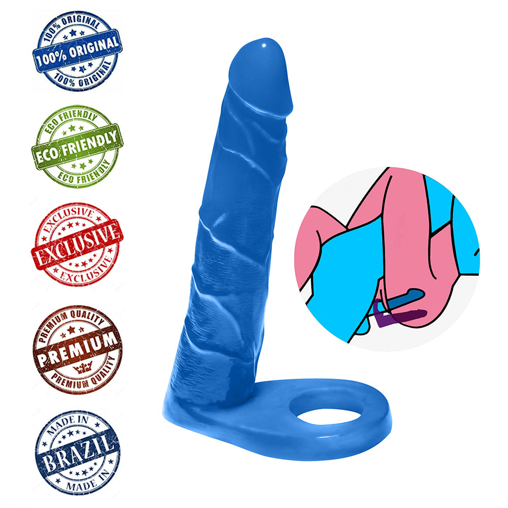 Anel Companheiro Real�stico Longo 15 x 3cm Azul Transl�cido | Foto 05