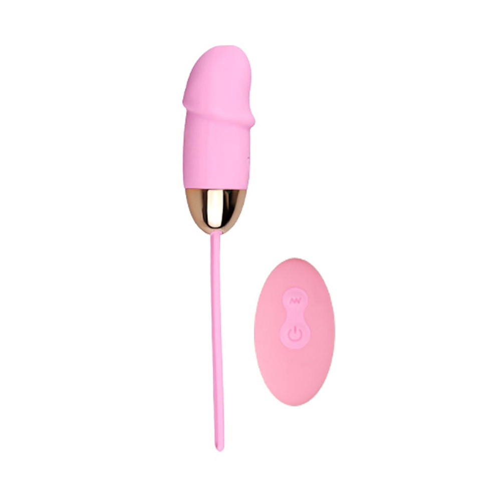 Vibrador Bullet Recarreg�vel em Silicone com 10 Vibra��es Formato P�nis Rosa e controle remoto