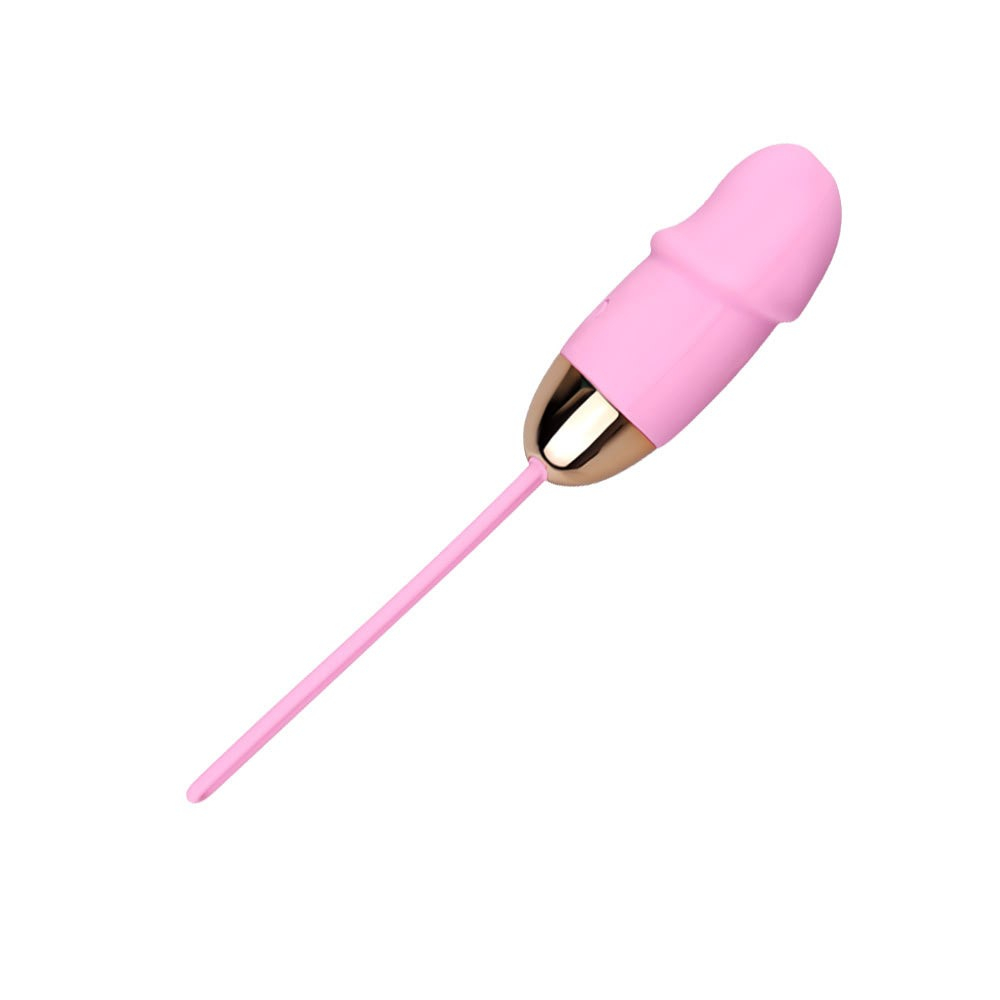 Vibrador Bullet Recarreg�vel em Silicone com 10 Vibra��es Formato P�nis Rosa em �ngulo lateral