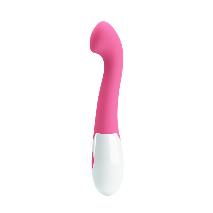 Vibrador Ponto G Rosa Charles. Vista lateral do vibrador, mostrando a curva ergon�mica e a ponteira arredondada.