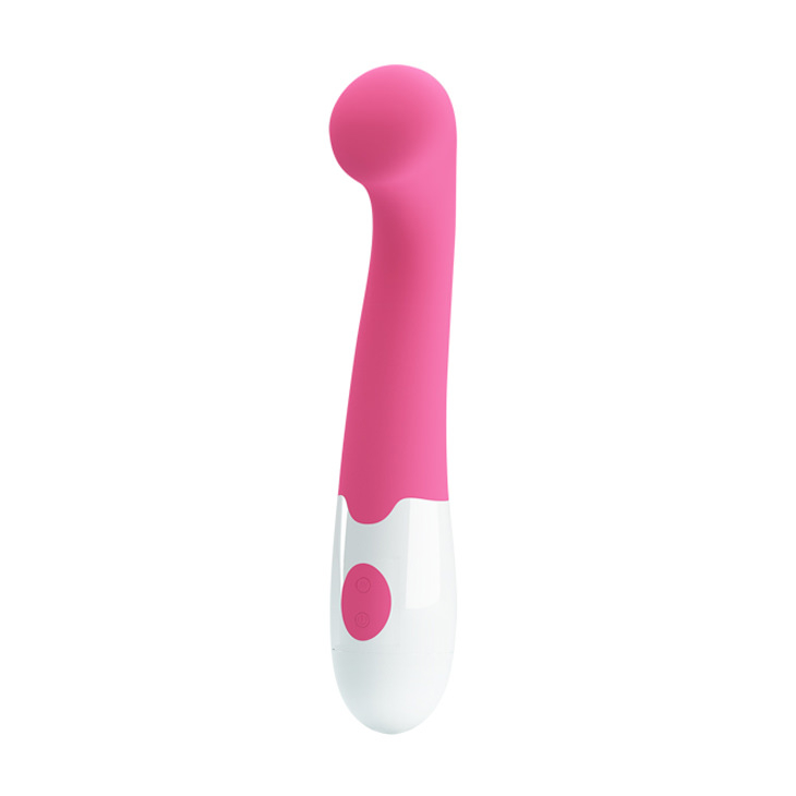 Vibrador Ponto G 30 Vibra��es. Outra vista lateral do vibrador, destacando a textura suave do silicone.