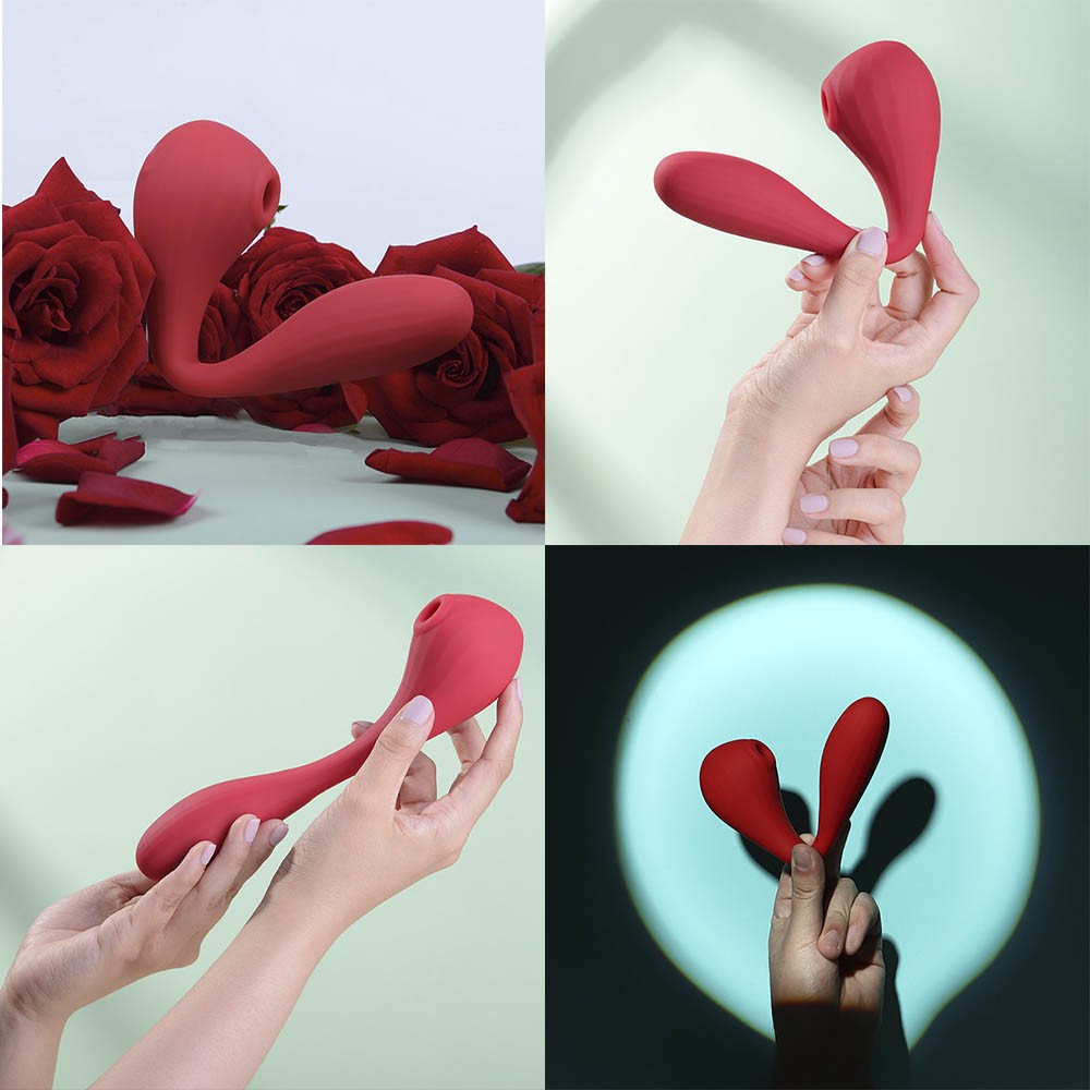 Sugador de Clit�ris em Silicone Recarreg�vel 10 Vibra��es 2 em 1 Controle APP Magic Bobi Vermelho | Foto 05