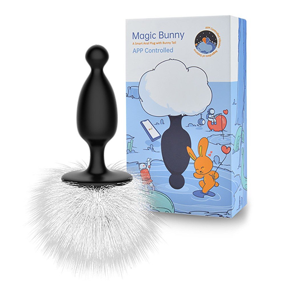 Plug Anal em Silicone com Pompom de Coelho Recarregável Controle por APP Magic Bunny Preto | Foto 01