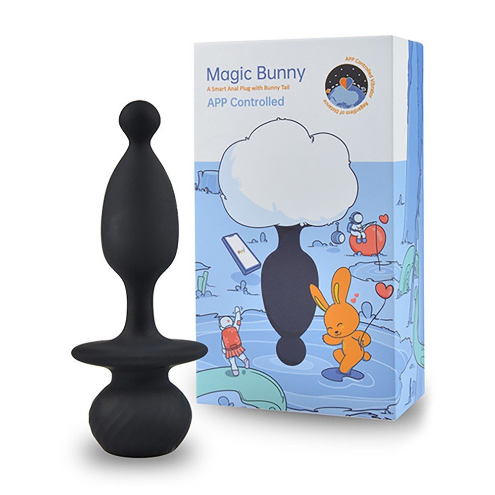 Plug Anal em Silicone com Pompom de Coelho Recarregável Controle por APP Magic Bunny Preto | Foto 02