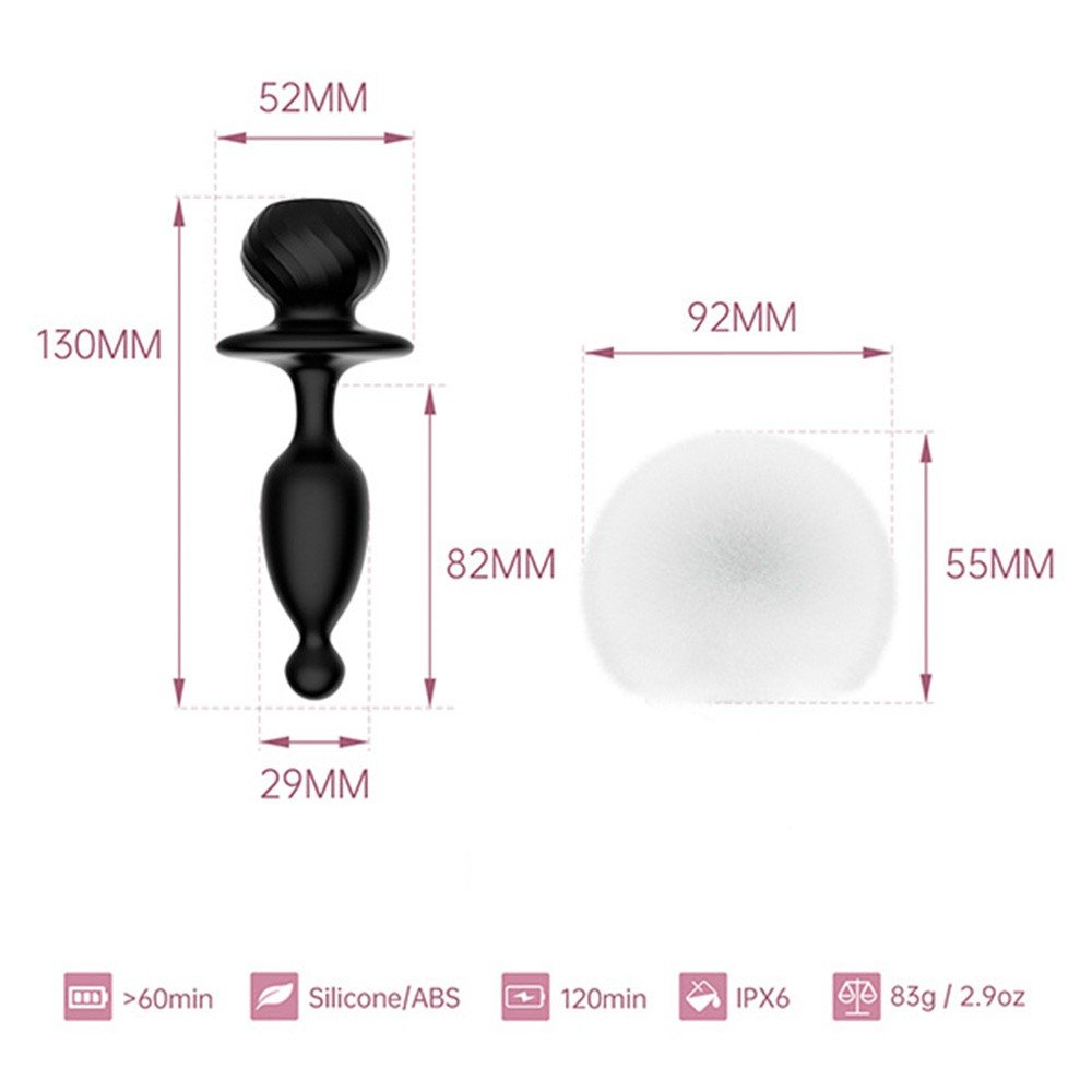 Plug Anal em Silicone com Pompom de Coelho Recarregável Controle por APP Magic Bunny Preto | Foto 06 Ilustrativa Plug Anal em Silicone com Pompom de Coelho Recarregável Controle por APP Magic Bunny Preto | Foto 06 Ilustrativa