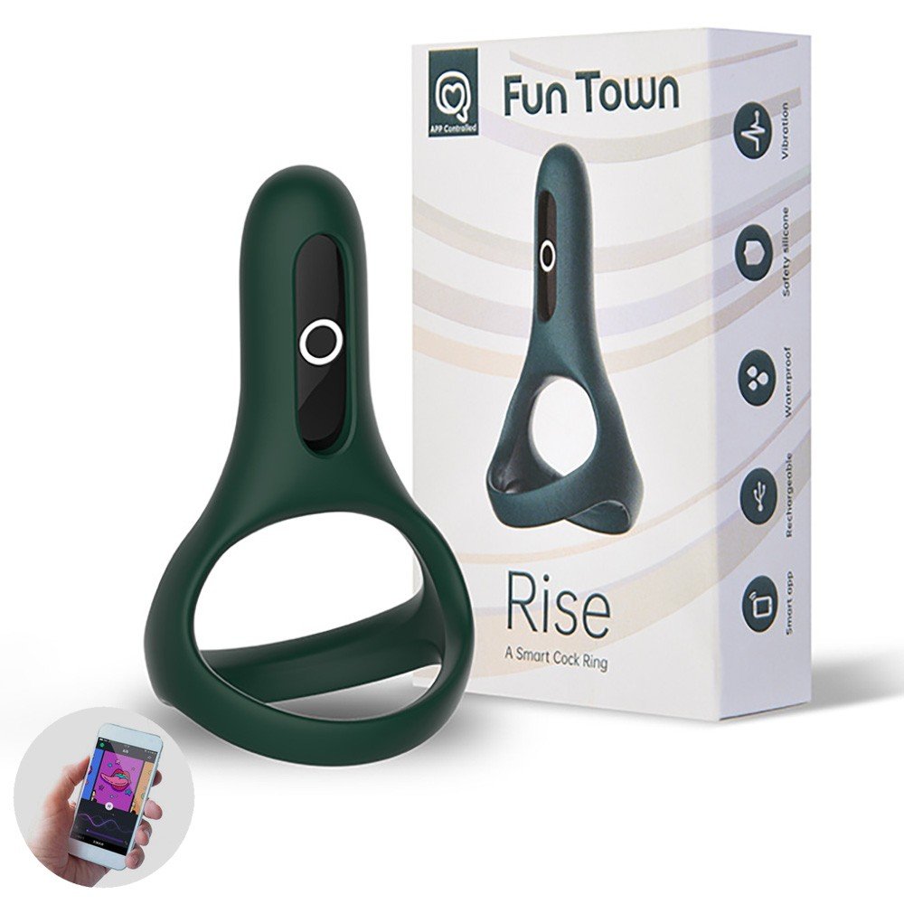 Anel Peniano e Escrotal em Silicone Recarregável com 7 Vibrações Controle por APP Rise Verde | Foto 01