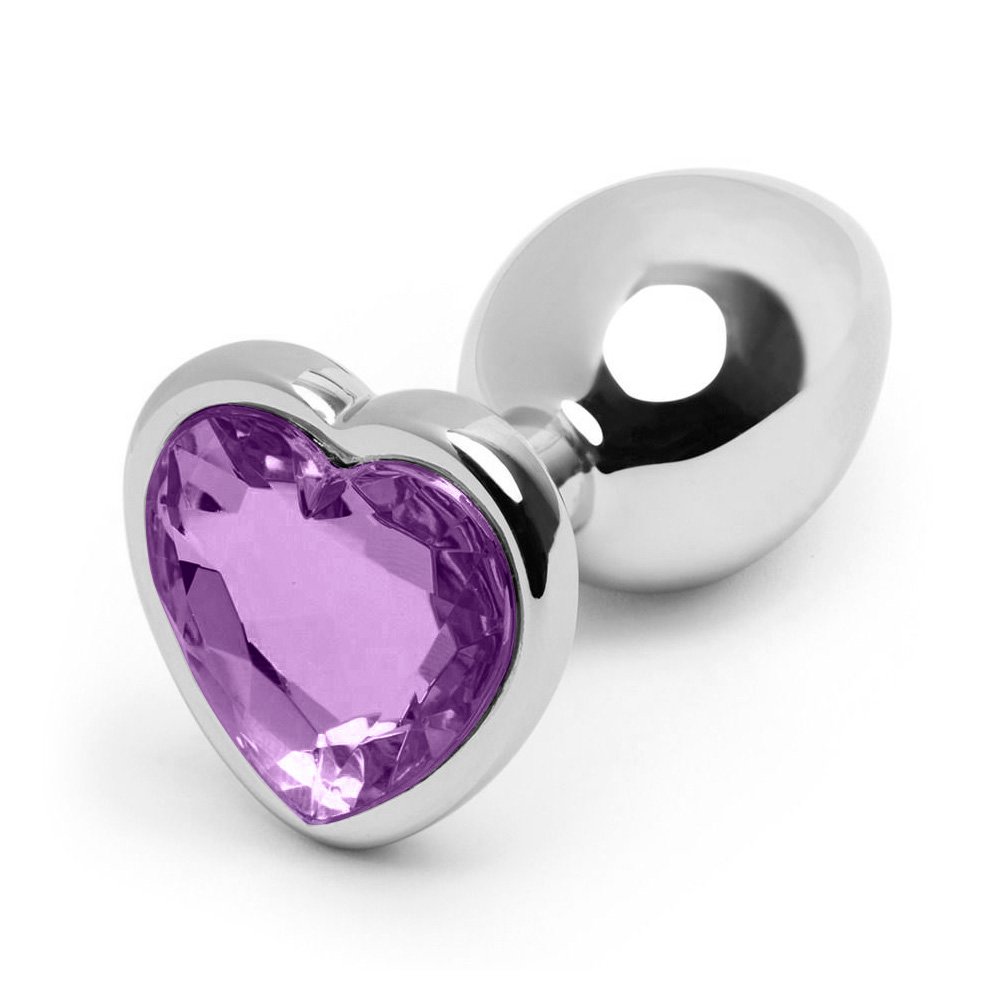 Plug Anal Joia em A�o Cora��o Tamanho G Roxo | Foto 03