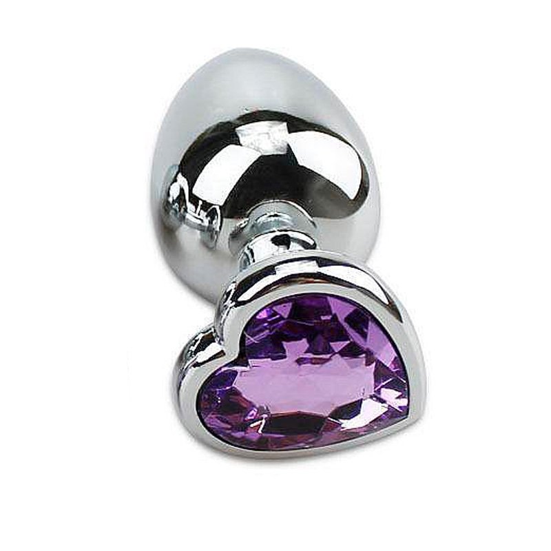 Plug Anal Joia em A�o Cora��o Tamanho G Roxo | Foto 05