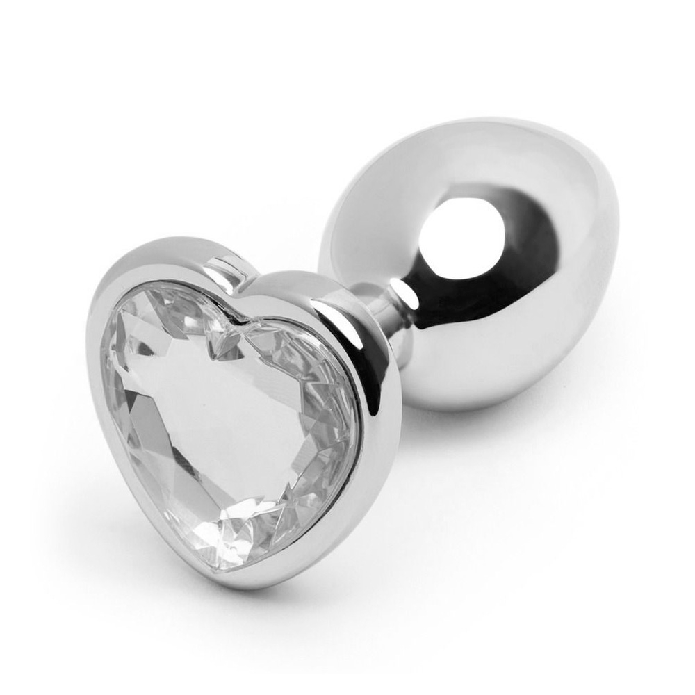 Plug Anal Joia em A�o Cora��o Tamanho P Transparente | Foto 03