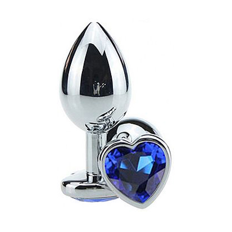 Plug Anal Joia em Aço Coração Tamanho P Azul :: Sex Shop Loja do Prazer