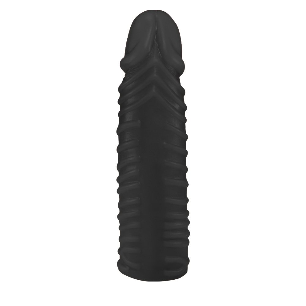 P�nis Torpedo em PVC flex�vel de 24x6cm na cor preta, mostrando a glande texturizada