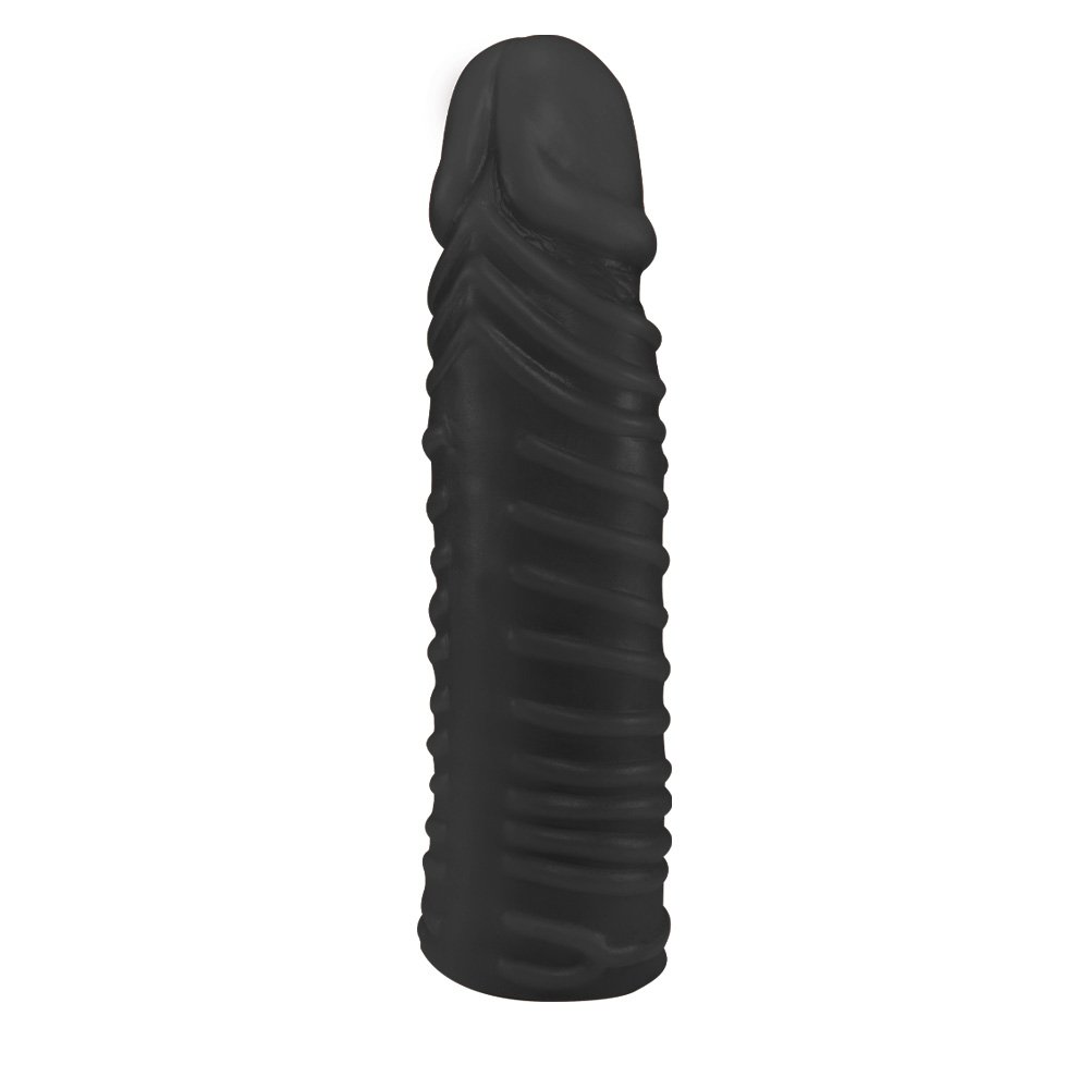 P�nis Torpedo em PVC flex�vel de 24x6cm na cor preta, vista lateral com detalhes da textura