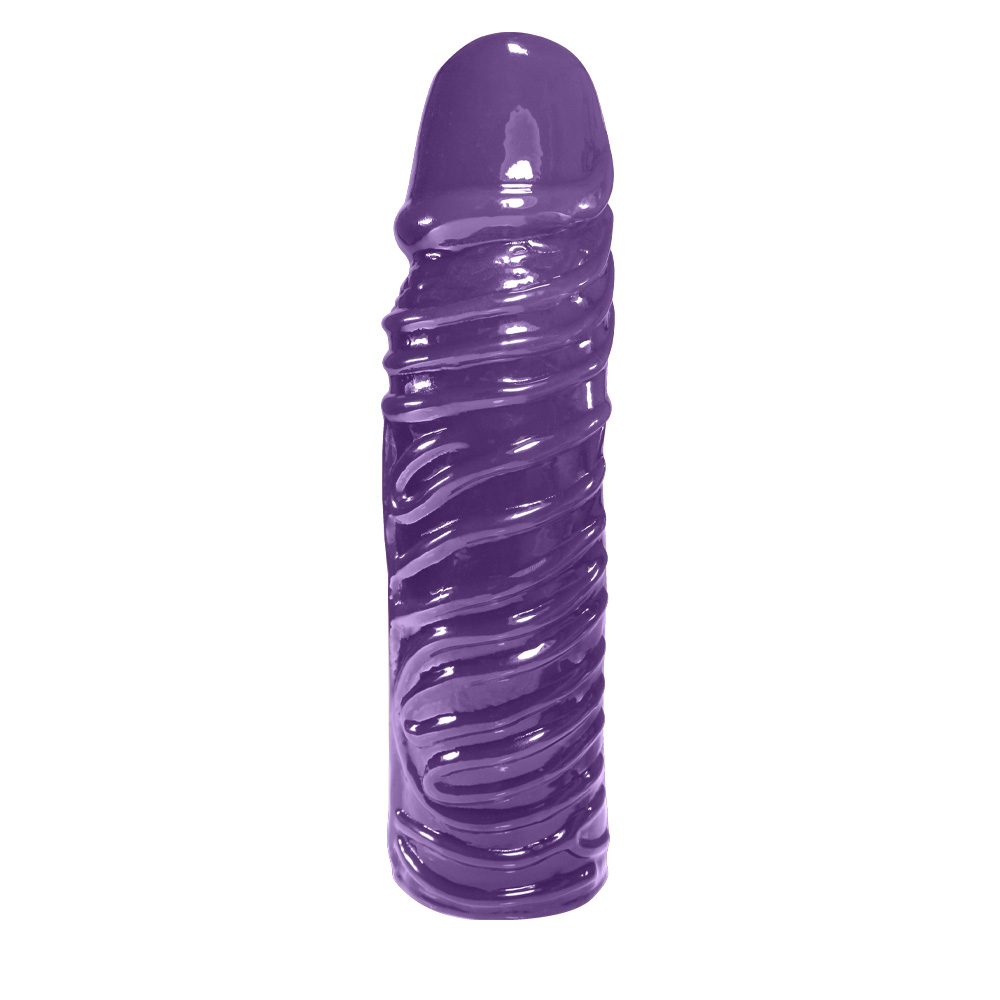 P�nis Torpedo em PVC Flex�vel At�xico, cor Roxa, vista lateral levemente angulada