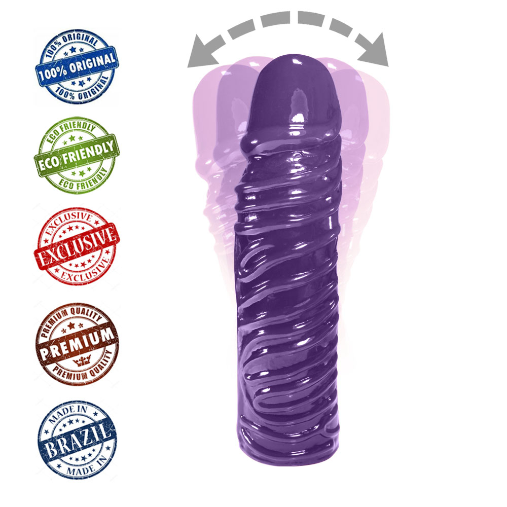 P�nis Torpedo em PVC Flex�vel At�xico, cor Roxa, vista superio inclinada para mostrar a curvatura