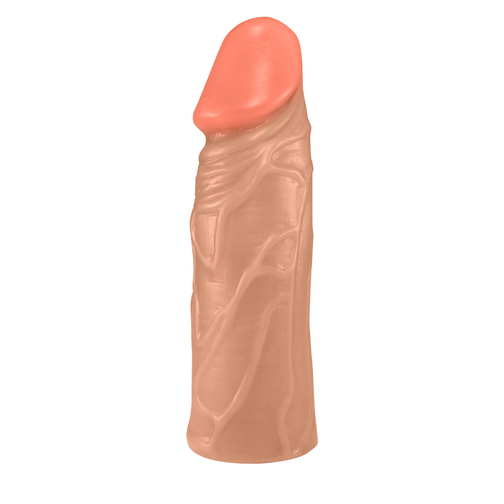 P�nis Cotoco em PVC Flex�vel At�xico 20,5 x 5,5cm Bege - vista lateral do dildo