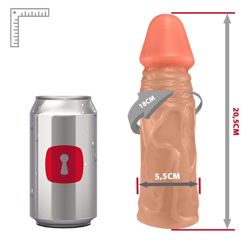 P�nis Cotoco em PVC Flex�vel At�xico 20,5 x 5,5cm Bege - close da base do dildo