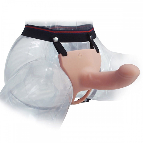 A Capa Peniana com Cinta em Silicone Multivelocidade com Controle sem Fio 16,5 x 3,5cm Bege destacando o controle sem fio e o design ergon�mico.