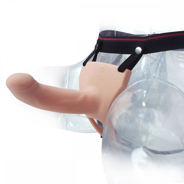 Detlahe do conrt�le sem fio da Capa Peniana com Cinta em Silicone Multivelocidade com Controle sem Fio 16,5 x 3,5cm Bege.