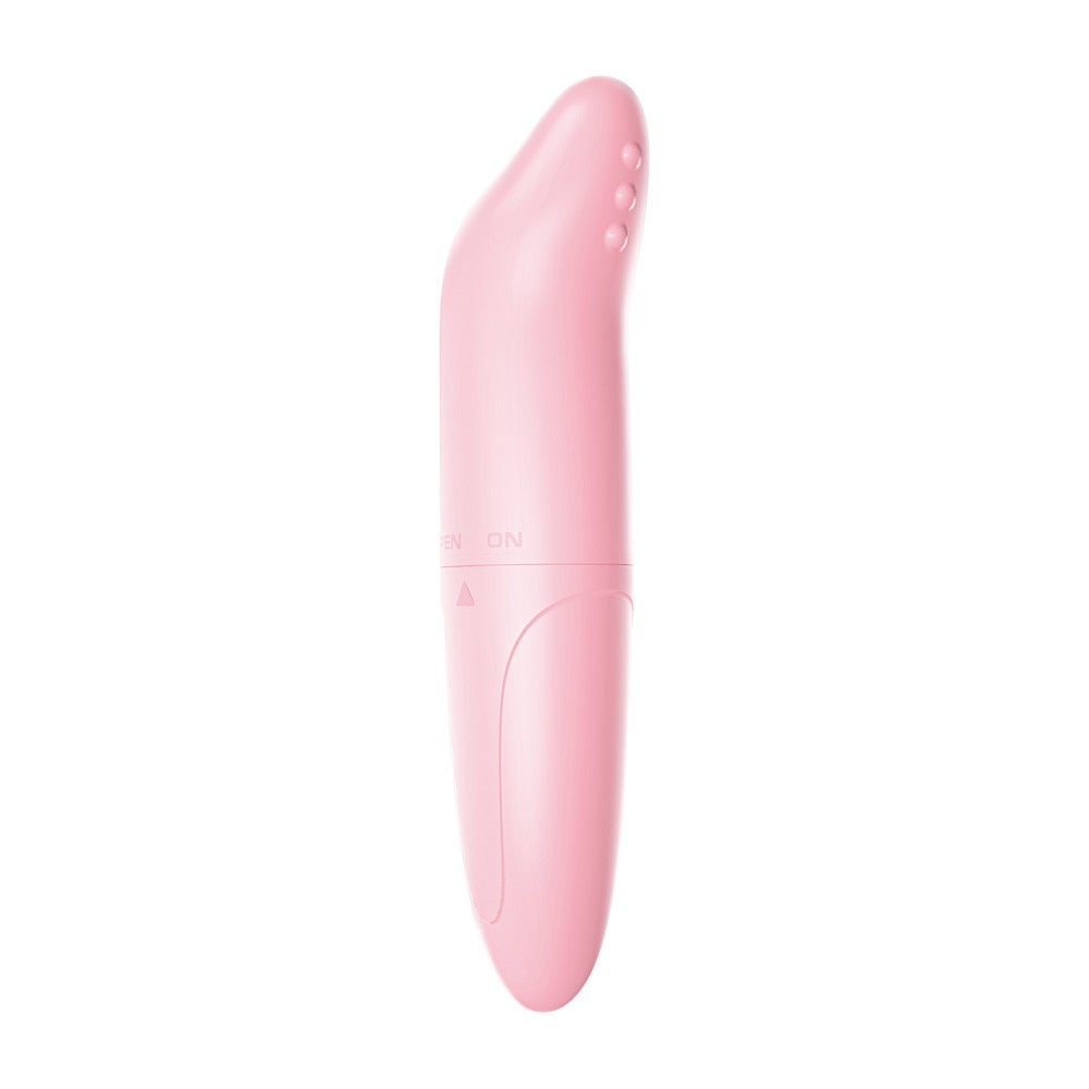 Vibrador Ponto G em Pl�stico Formato de Golfinho Rosa - Vista lateral da ponta texturizada