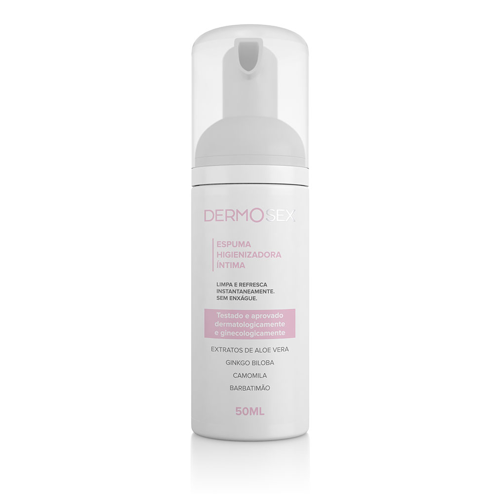 Frasco da Espuma Higienizadora para Vagina e �nus 50ml DERMOSEX, em vista frontal