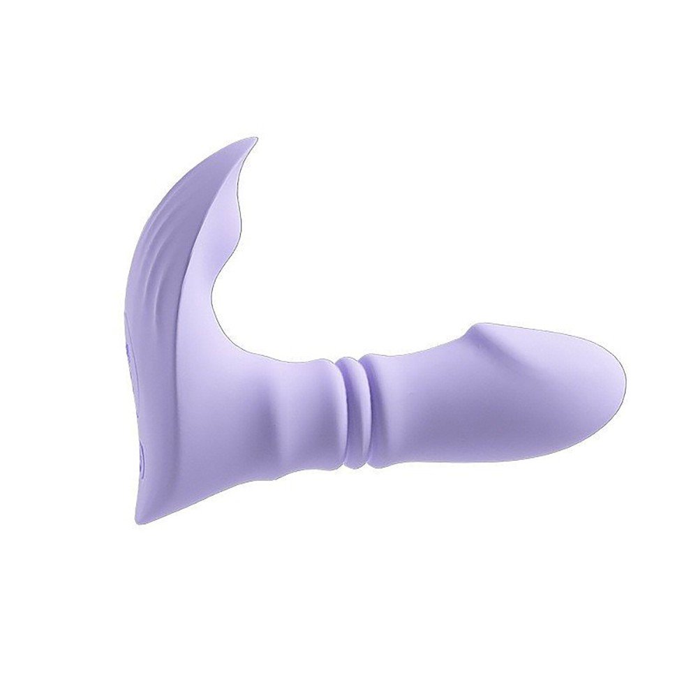 Vibrador Feminino Recarreg�vel em Silicone com 10 Velocidades de Vai e Vem e Controle sem Fio Lil�s - Vista lateral