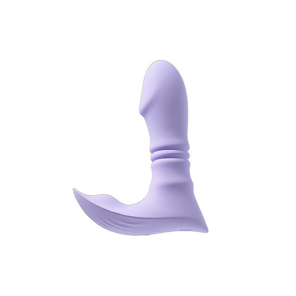 Vibrador Feminino Recarreg�vel em Silicone com 10 Velocidades de Vai e Vem e Controle sem Fio Lil�s - Detalhes do controle