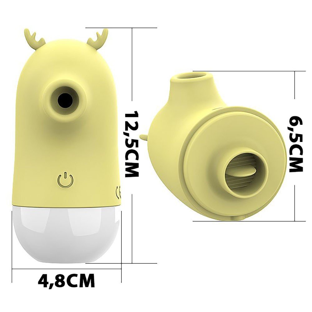 Vibrador para Clit�ris em Silicone Recarreg�vel 5 Pulsa��es e 5 Estimula��es de L�ngua Alce Amarelo - Detalhe da ponta de estimula��o