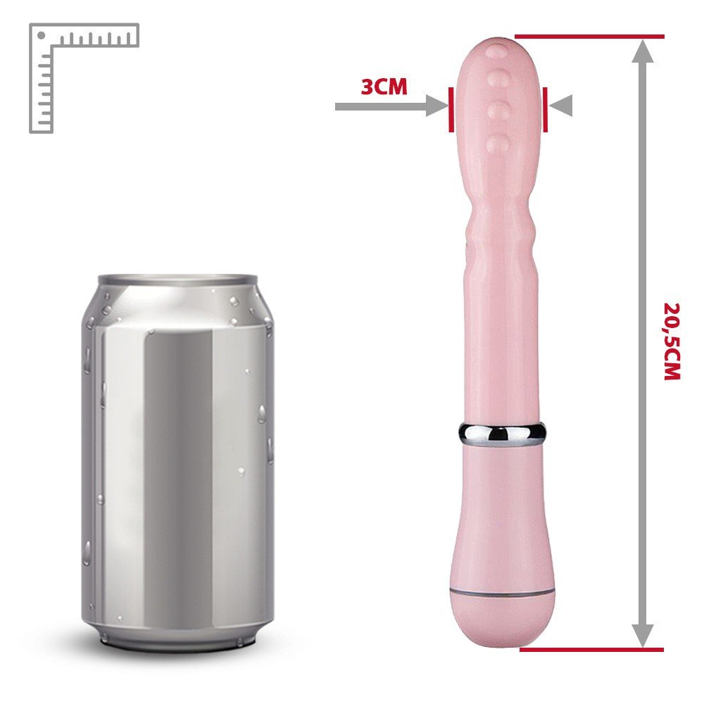 Vibrador Duplo em ABS com L�ngua Estimuladora 12 Vibra��es Rosa - Foco na ponta da l�ngua estimuladora, evidenciando o material suave.