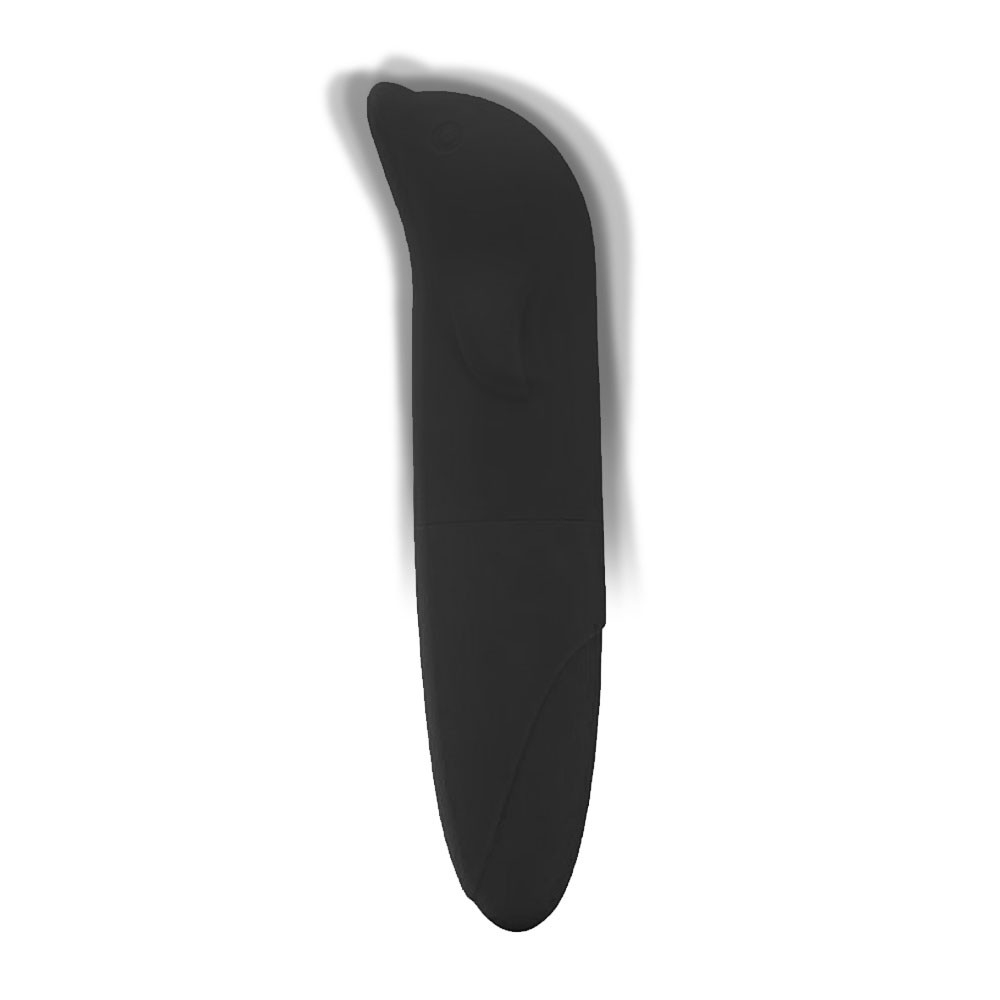 Vibrador Ponto G Pl�stico R�gido com Formato de Golfinho Preto - Vista Lateral