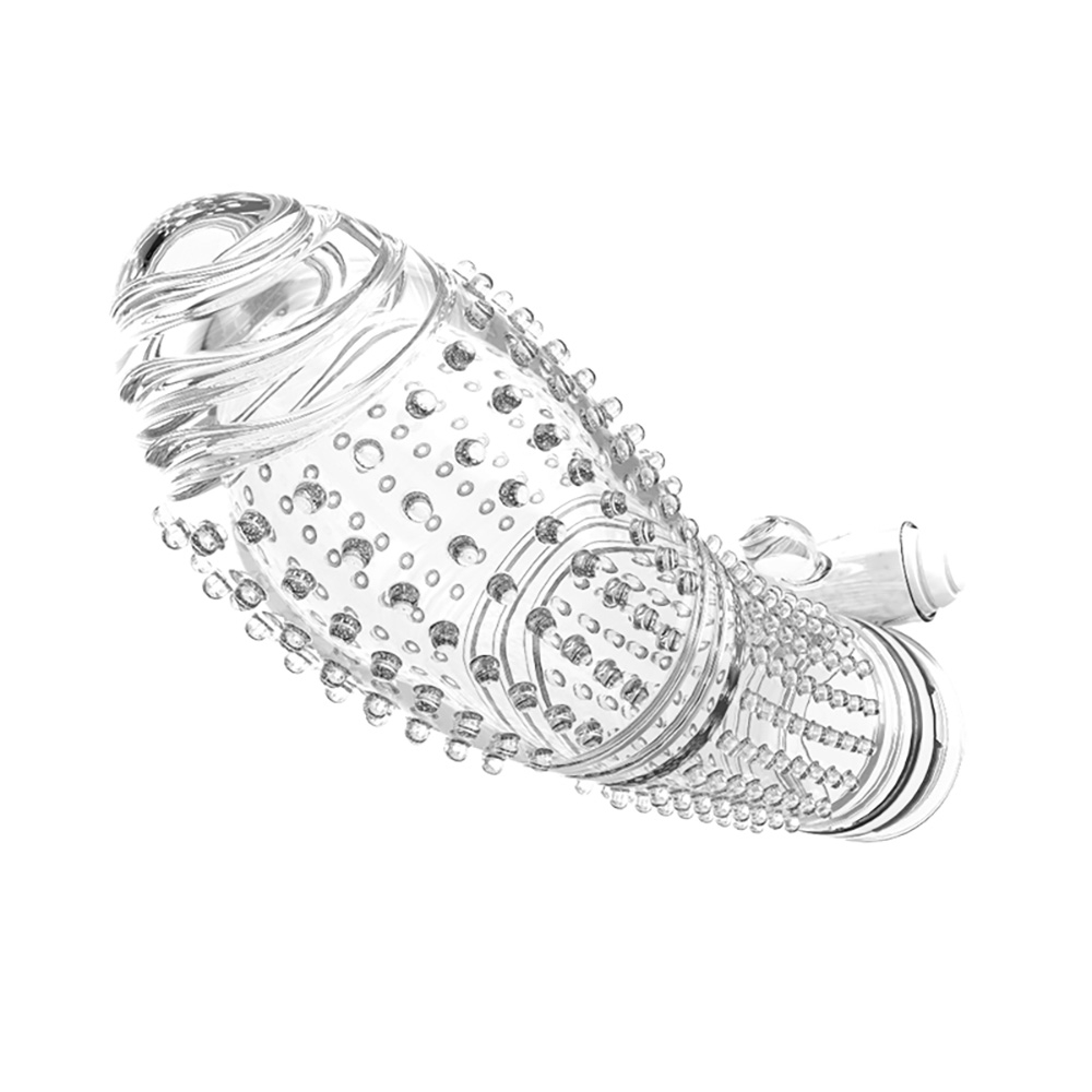 Capa Peniana em Silicone Transparente Texturizada com Vibrador On/Off | Foto 04