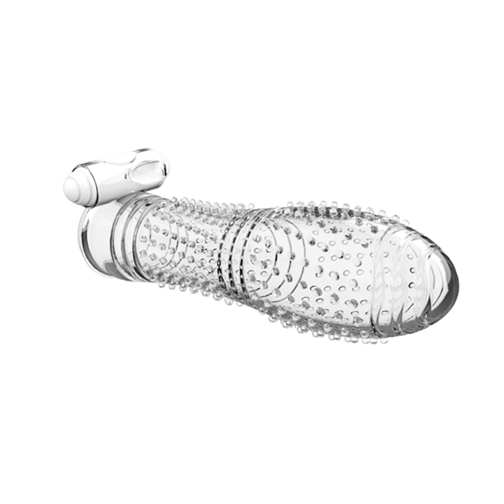 Capa Peniana em Silicone Transparente Texturizada com Vibrador On/Off | Foto 05