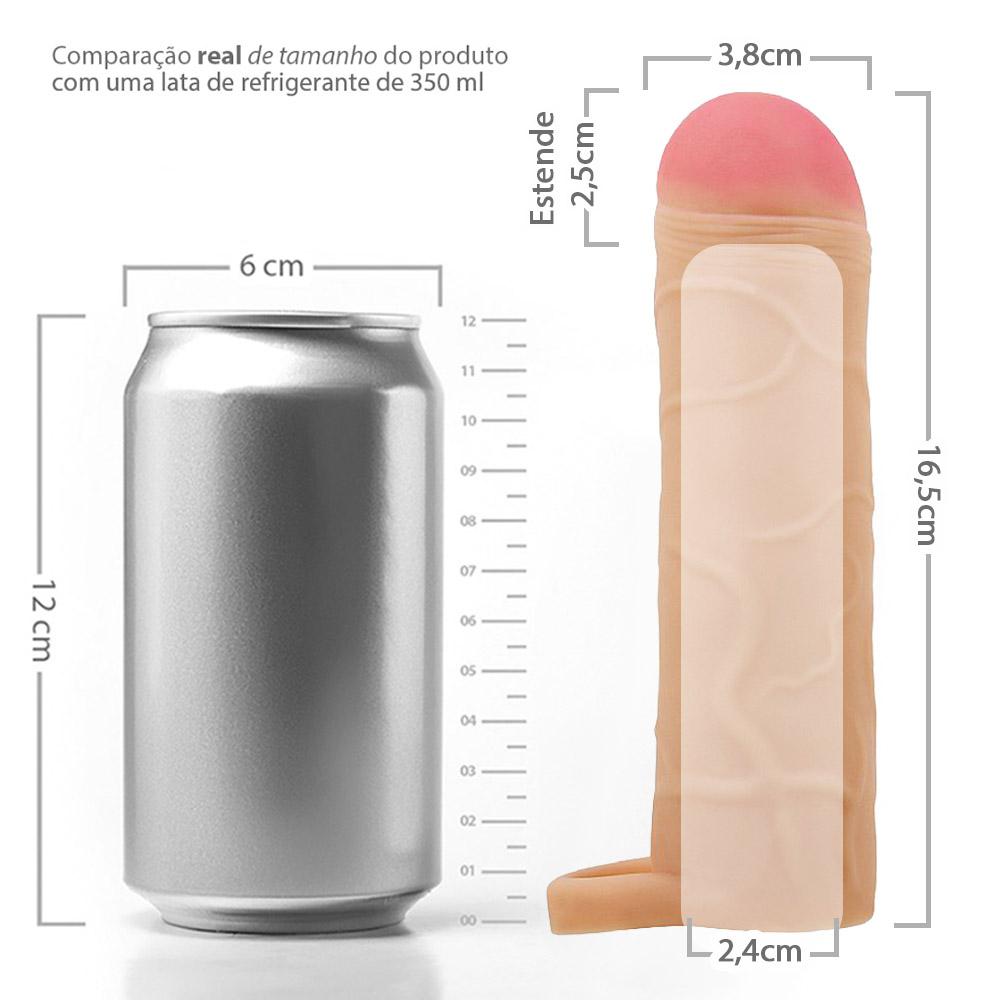 Capa Peniana em Cyberskin (Imita a Pele Humana) 16,5 x 3,8cm com Extensor Interno de 2,5cm Bunion Be | Foto 06