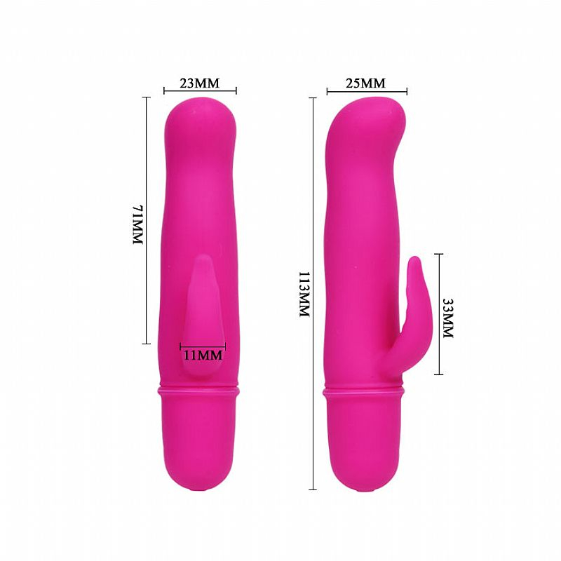 Detalhe do vibrador Ponto G Blithe Pink com estimulador, mostrando o encaixe para as pilhas na base do produto