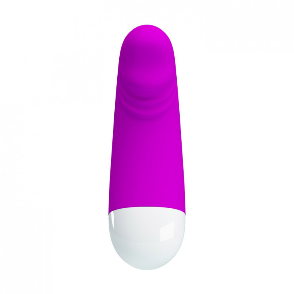 Vibrador Ponto G com 30 Vibra��es Luther Roxo em vista da ponta, mostrando a superf�cie lisa e vibrat�ria.