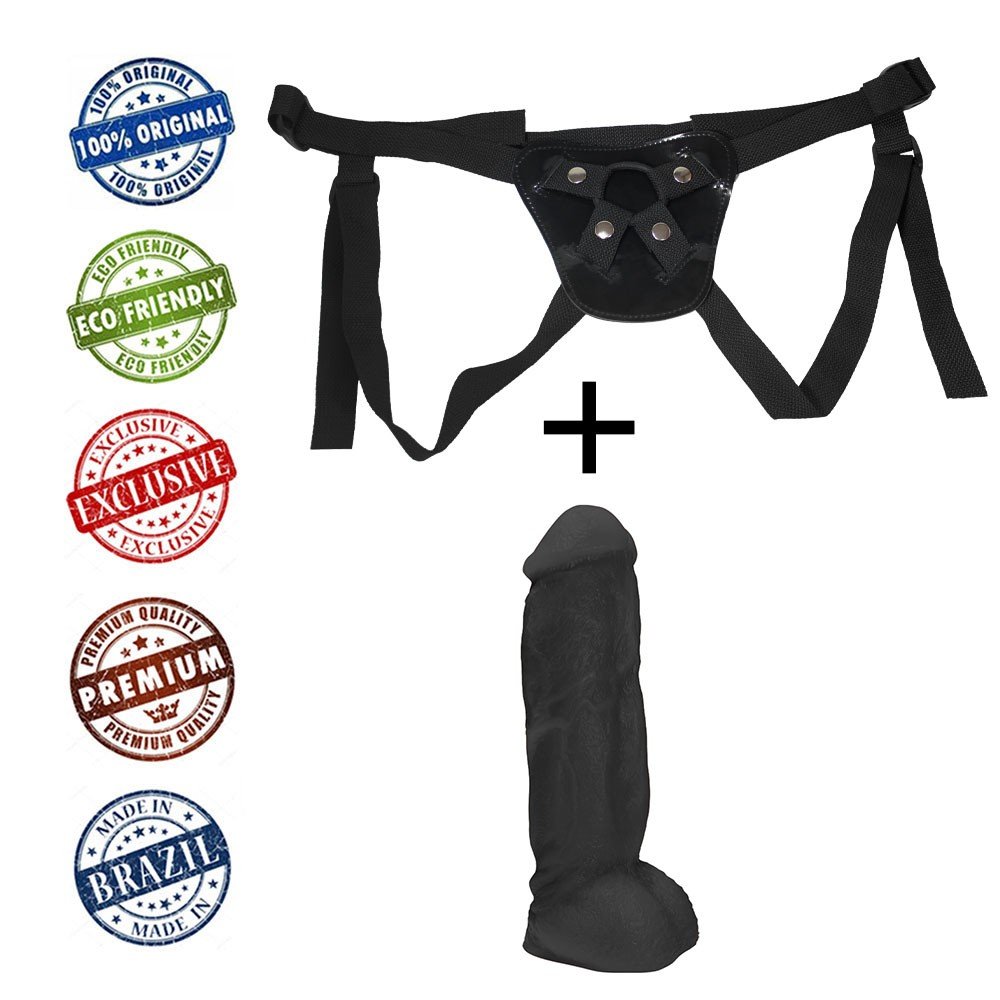 Cinta Peniana Ajustável com Pênis Realístico King Kong 22 x 5,5cm Preto | Foto 05