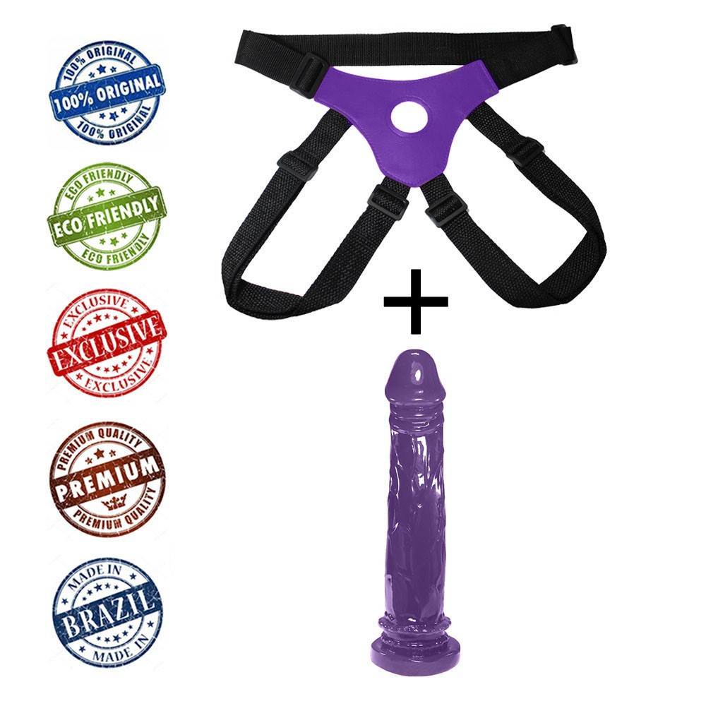 Cinta Peniana com P�nis Real�stico Garantido 18 x 3,5cm Roxo | Foto 05