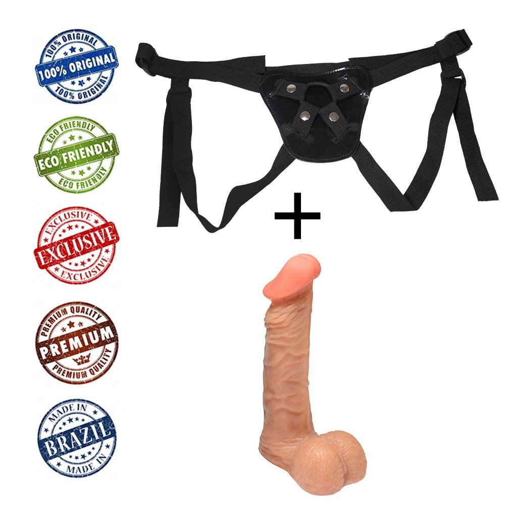 Cinta Peniana Ajust�vel com P�nis Real�stico Zeus 20 x 4,5cm Bege | Foto 05
