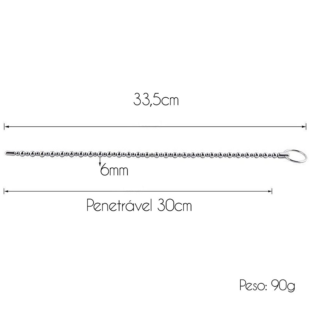 Penetrador de Uretra em Aço para Prática de Souding com Esferas Fléxivel 33,5 x 0,6cm | Foto 02
