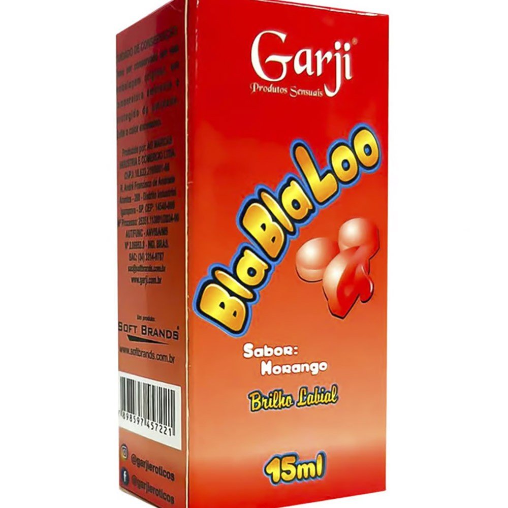 Gel do Beijo Brilho Labial Comest�vel BlaBlaLoo Morango 15ml | Tubo de cerca de 15ml, ideal para carregar na bolsa.