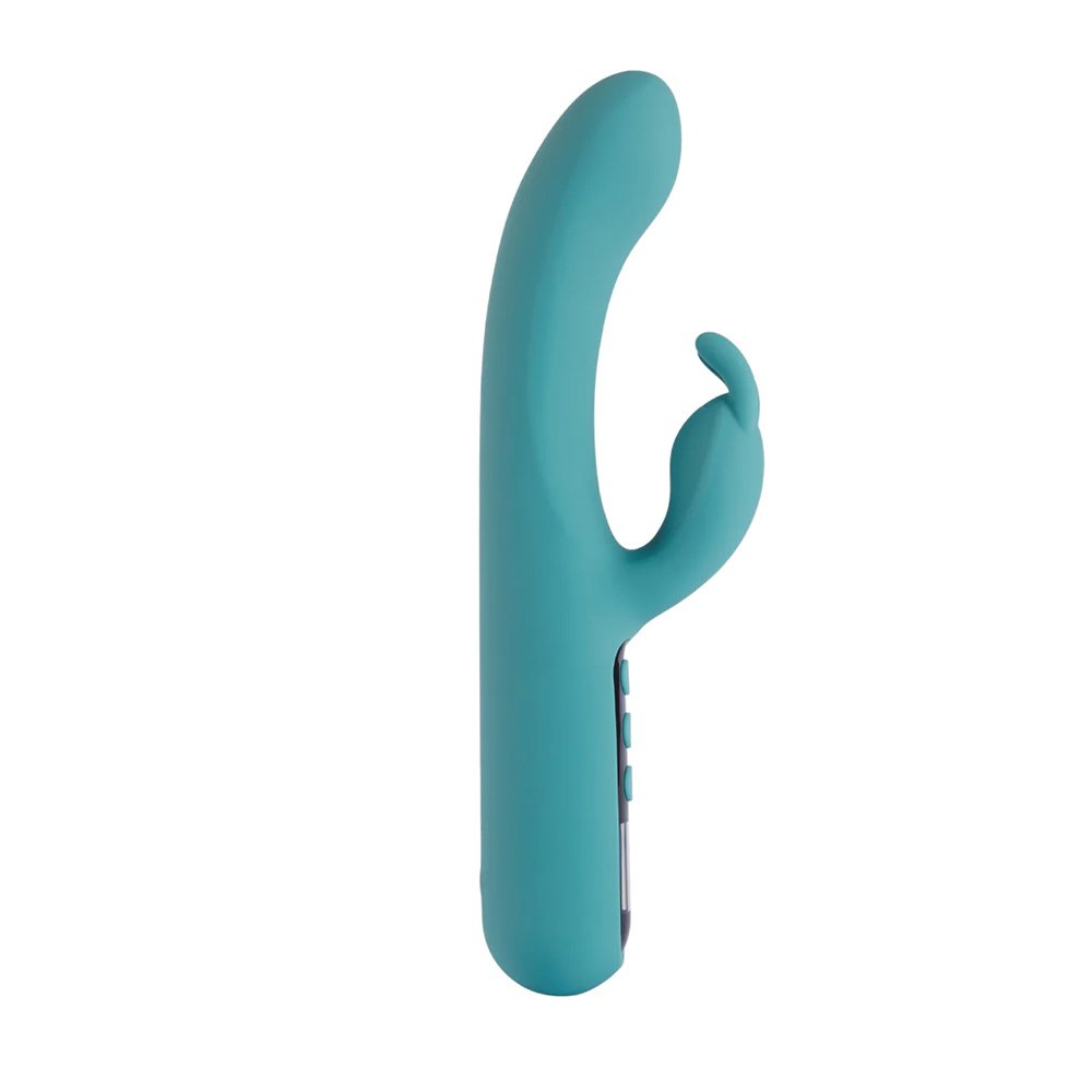 Vibrador Duplo Rabbit Cyan em embalagem original, exibindo o selo Sensevibe Digital Rabbit