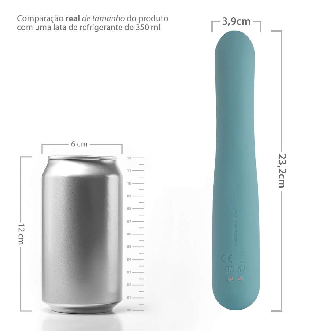 Detalhe do visor digital do Vibrador Duplo Rabbit Cyan exibindo as configura��es de vibra��o
