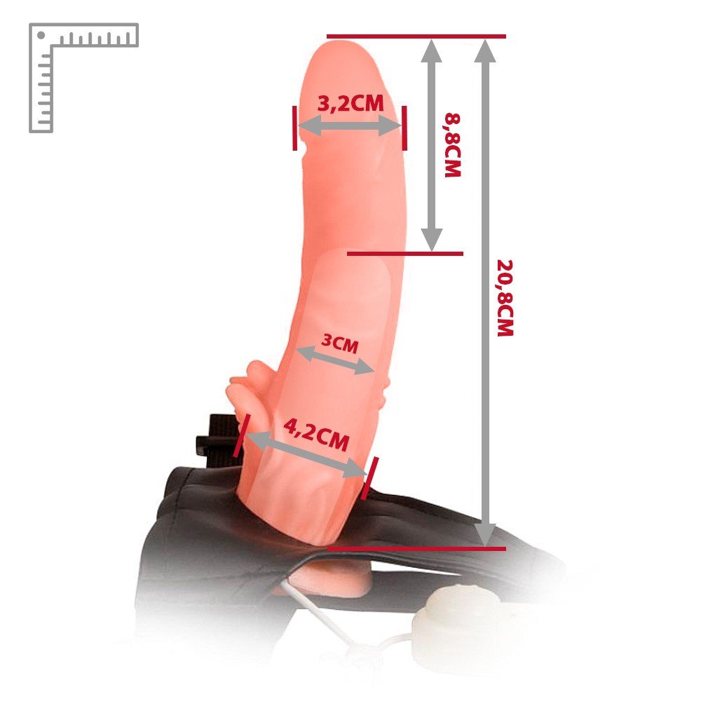 Capa Peniana com Cinta em PVC com Vibrador 18 x 4cm Bege | Foto 06