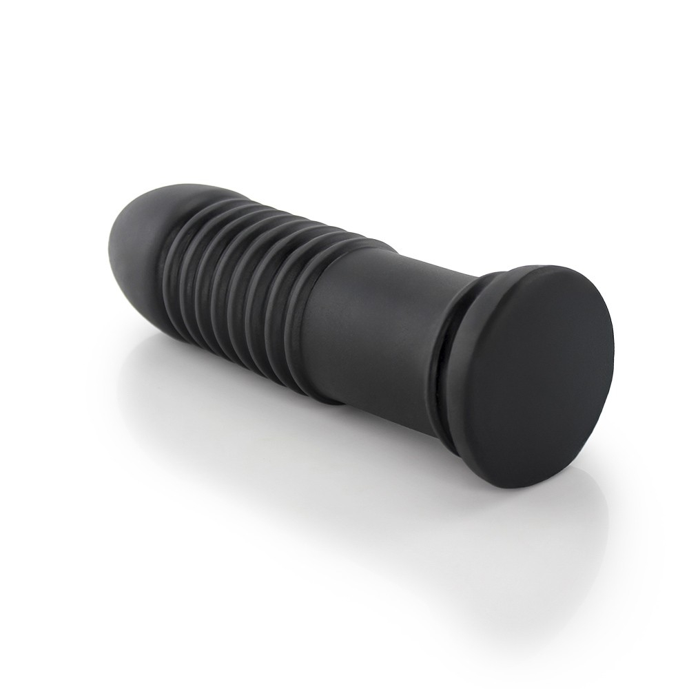 Plug Anal Mola em PVC Flex�vel Macio com Textura Ondulada e Base Firme 20 x 5,5cm Preto | Foto 04